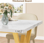 IRONCK 63" Dining Table for 4-6,  with Sturdy Metal Frame-White