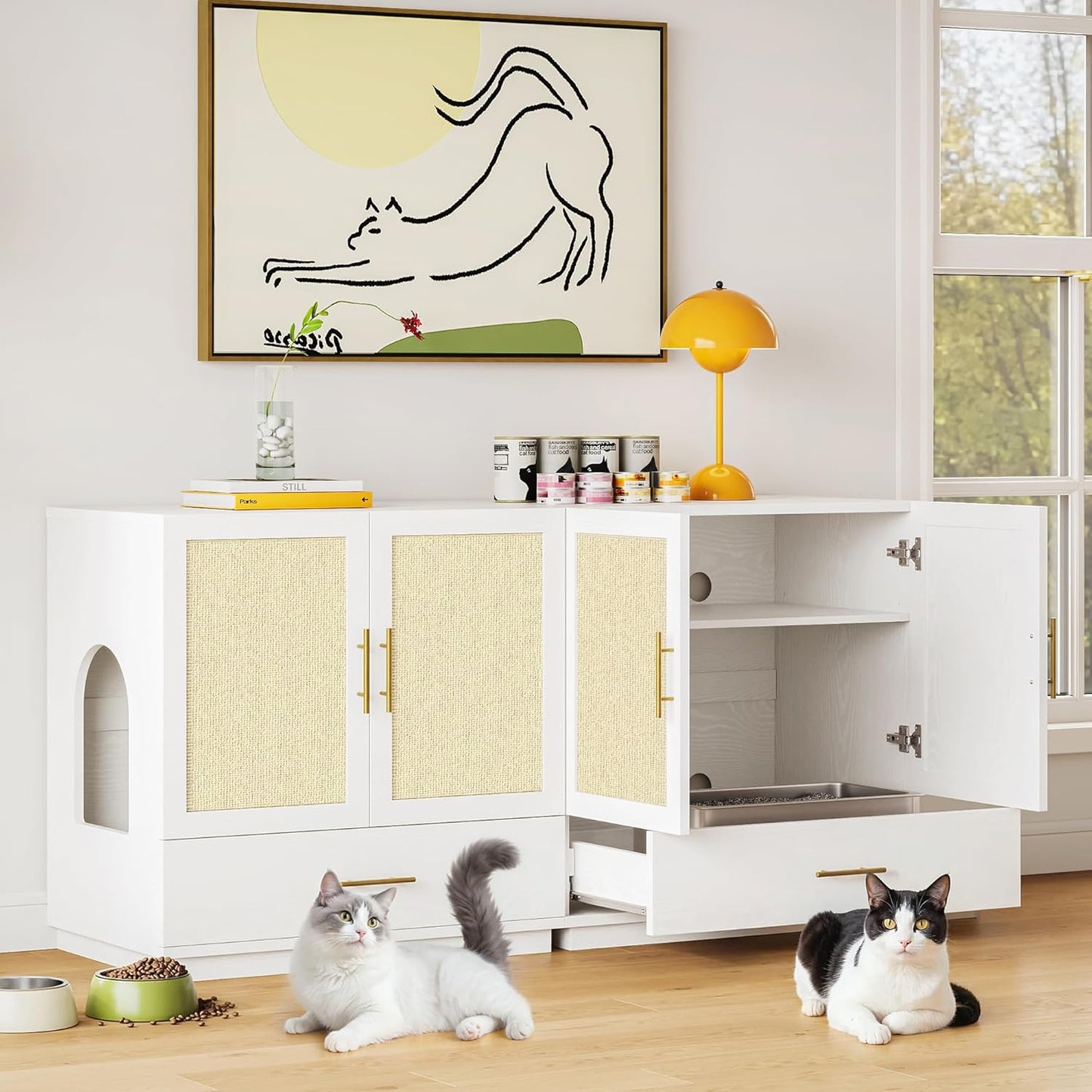 IRONCK Cat Litter Box Enclosure with Litter Drawer