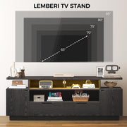 IRONCK TV Stand for TVs 85 inch with Power Outlet and LED Lights, black