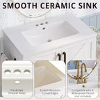 IRONCK 24" Wood Fixture Stand Bathroom Vanity with Sink, Easy Assembly