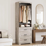 IRONCK Freestanding Closet System with 3 Wood Drawers, White