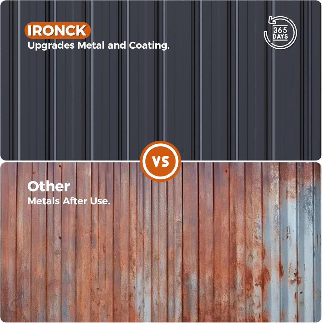 IRONCK 5.7x5.7FT Outdoor Storage Shed, Tool Shed, Dark Blue Galvanized Steel, Lockable Doors, Breathable Vent, Metal Garden Storage, Outdoor Shed, For Backyard, Patio, Poolside