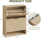 IRONCK Fluted Shoe Cabinet Storage with 2 Flip Drawers