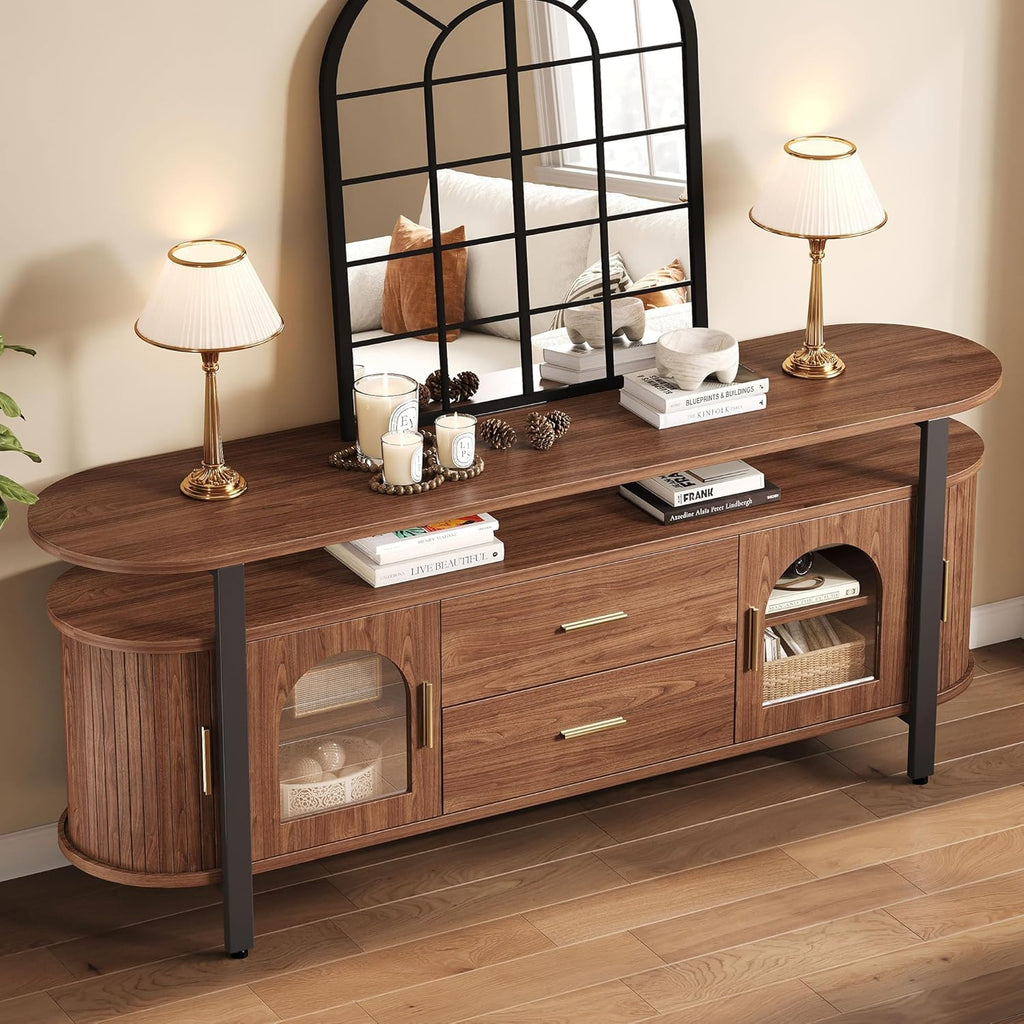 IRONCK 63" TV Stand with Storage Drawer and Sliding Door