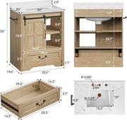 IRONCK 30 Inch Bathroom Vanity with Sink, Bathroom Sink Cabinet with Drawers & Metal Handles, Freestanding, Easy Assembly, Farmhouse