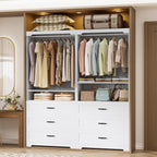 IRONCK Freestanding Closet System with Adjustable Shelves & 3 Drawers | Closet Organizer with Hanging Rod, Ideal for Bedrooms, Apartments and Small Closet Storage, 31.5" White