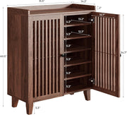 IRONCK 6-Tier Wooden  Shoe Cabinet with Slatted Doors