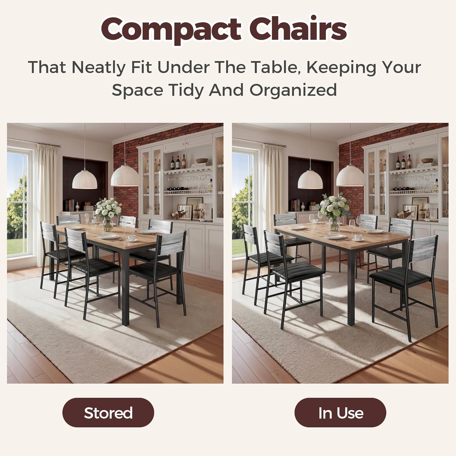 IRONCK Dining Chairs Set of 6, Upholstered Kitchen Chairs with Ergonomic Backrest, Gray