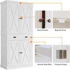 IRONCK Kitchen Pantry Storage Cabinet 72.6" H, with Barn Doors, White