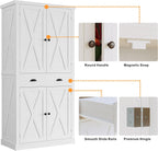 IRONCK Kitchen Pantry Storage Cabinet 72.6" H x 24" W, White | Freestanding Storage Cabinet with Barn Doors, Drawer, and 4 Adjustable Shelves for Laundry Rooms