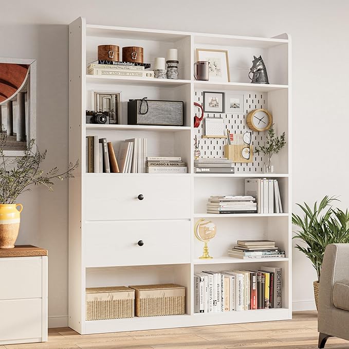 Modern Wide Wooden Multi-Layer Bookshelf