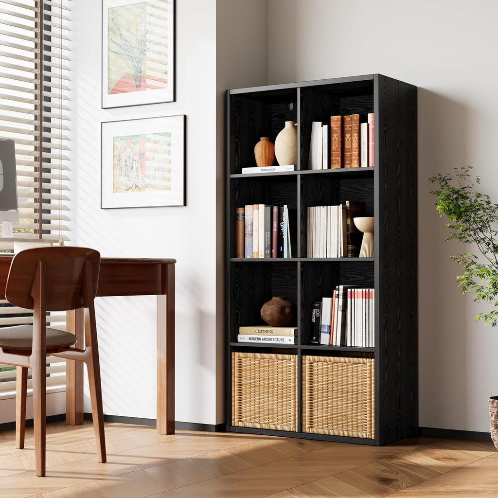 IROCNK 8-Cube Bookshelf, Horizontally & Vertically Reversible, Black