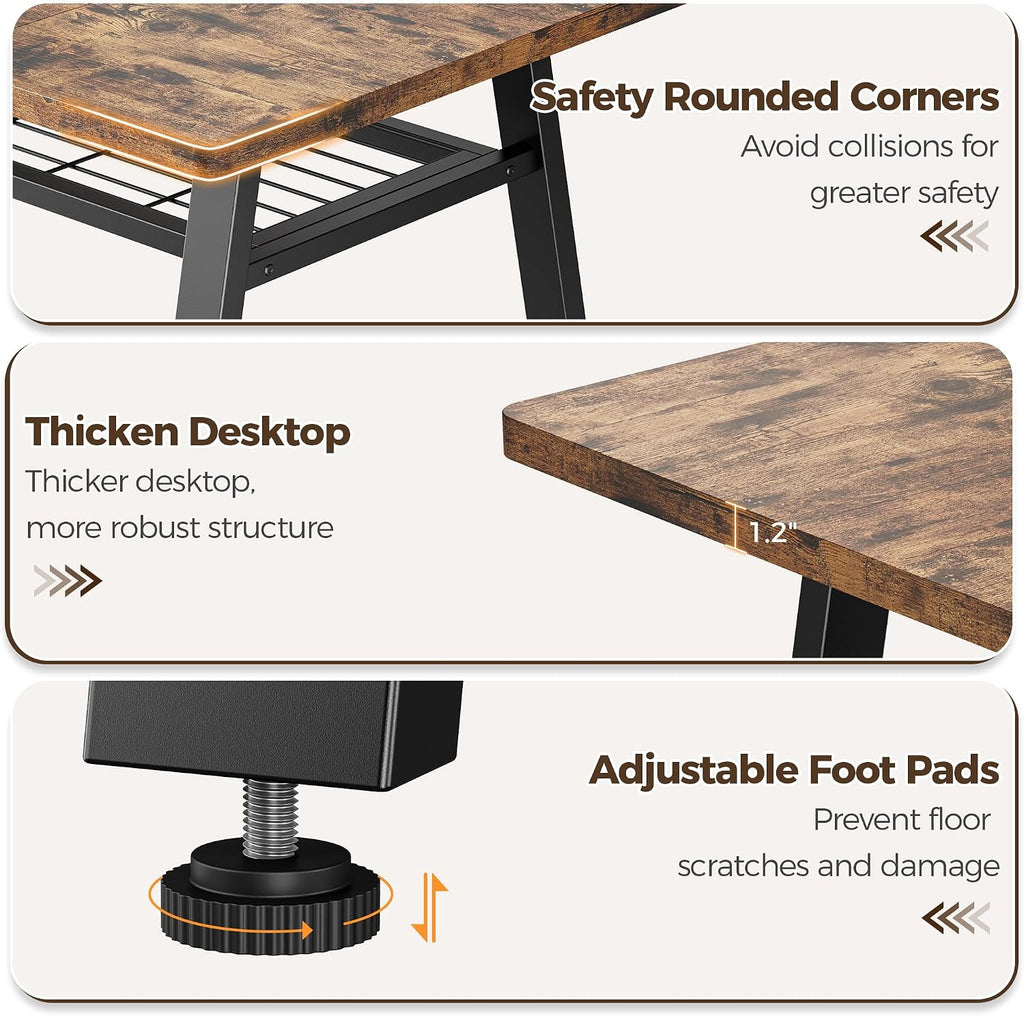 IRONCK 47.2 Inch Dining Table for 4-6, Kitchen Table with Storage Rack