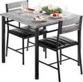 IRONCK Dining Table Set for 2 with Upholstered Chairs, Rustic Brown