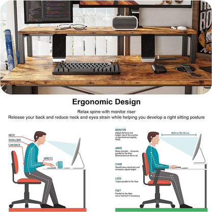 47 inch Corner Computer Desk with Monitor Stand