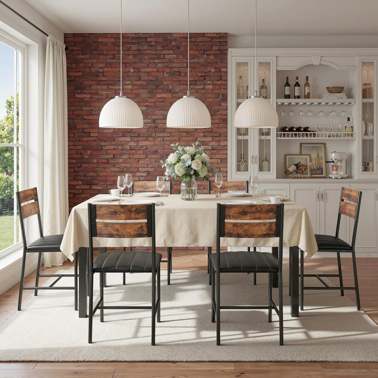 IRONCK Dining Chairs Set of 6, Upholstered Kitchen Chairs with Ergonomic Backrest, Gray