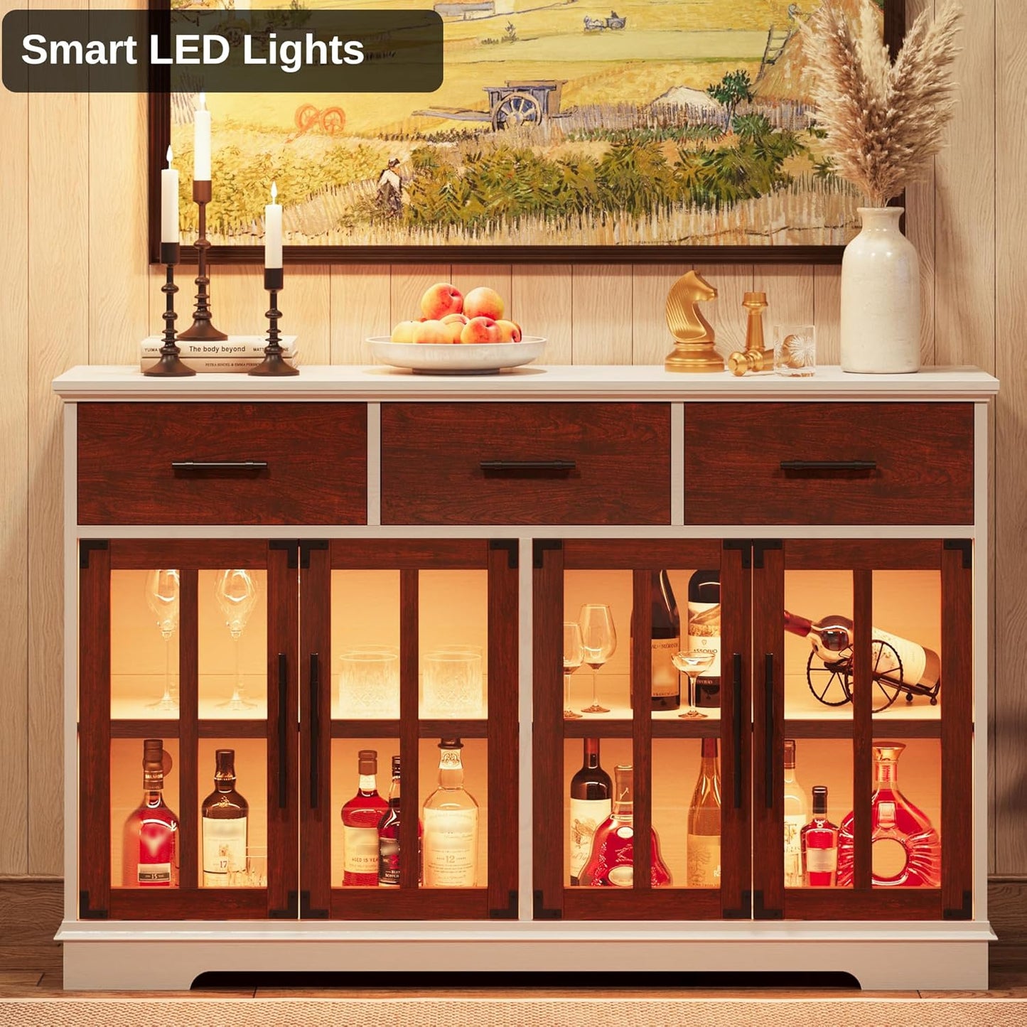 IRONCK 55" Großes Sideboard-Buffet mit LED-Beleuchtung 