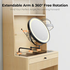 IRONCK Small Vanity Desk with Adjustable Makeup Mirror and LED Lights