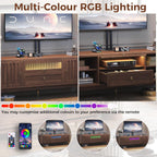 IRONCK TV Stand for 70 Inch TV, LED Lighting and Charging Station, Walnut