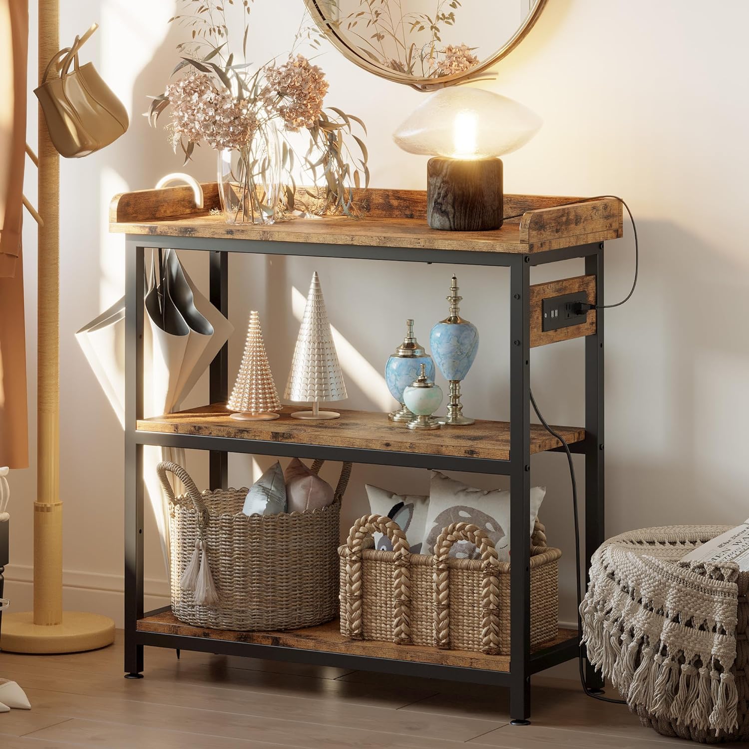 Entryway Table with Power Outlet 32 Inch