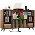 IRONCK Large Record Player Stand 55" with Charging Station, Black