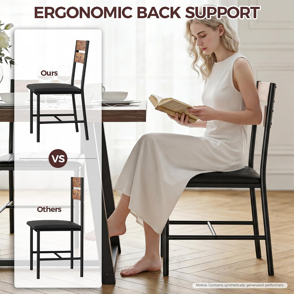 IRONCK Dining Chairs Set of 4, Upholstered Dining Room Chairs, Gray