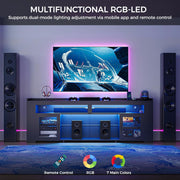 IRONCK TV Stand 75" with Charging Station, LED Entertainment Center