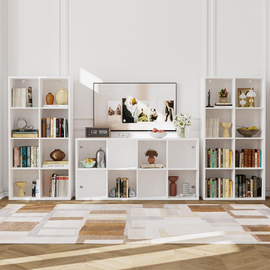 IROCNK 8-Cube Bookshelf, Horizontally & Vertically Reversible, White