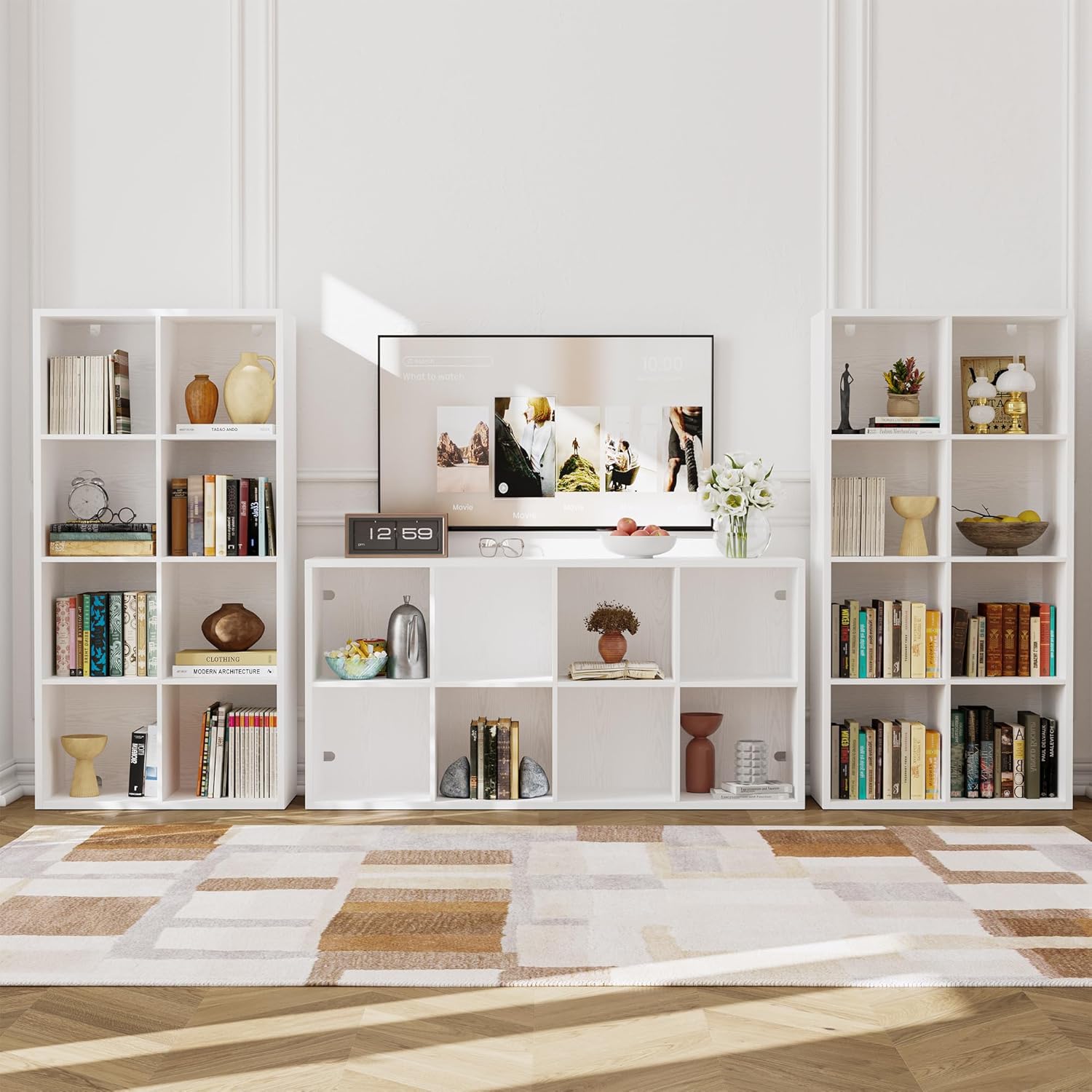 IROCNK 8-Cube Bookshelf, Horizontally & Vertically Reversible, White