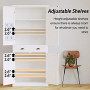 IRONCK Kitchen Pantry Storage Cabinet 72.6" H, with Barn Doors, White