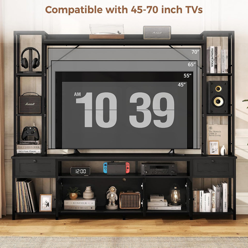 IRONCK 85 Inch Entertainment Center with Storage and Power Outlet