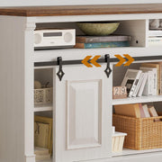 IRONCK Farmhouse TV Stand, 59" Entertainment Center with Storage Cabinets, White