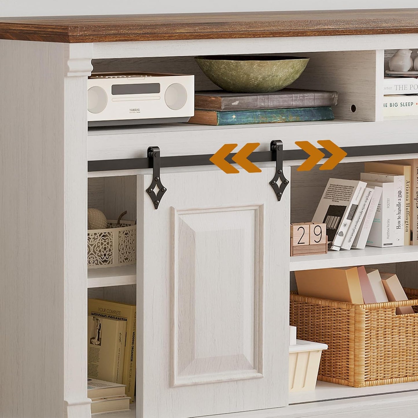 IRONCK Farmhouse TV Stand for 75+ Inch TV, White