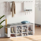 Ten Cubbies Storage Entryway Bench with PU Leather