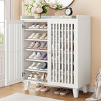 IRONCK 6-Tier Wooden  Shoe Cabinet with Slatted Doors
