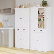 IRONCK Kitchen Pantry Storage Cabinet 72.6" H, with Barn Doors, White
