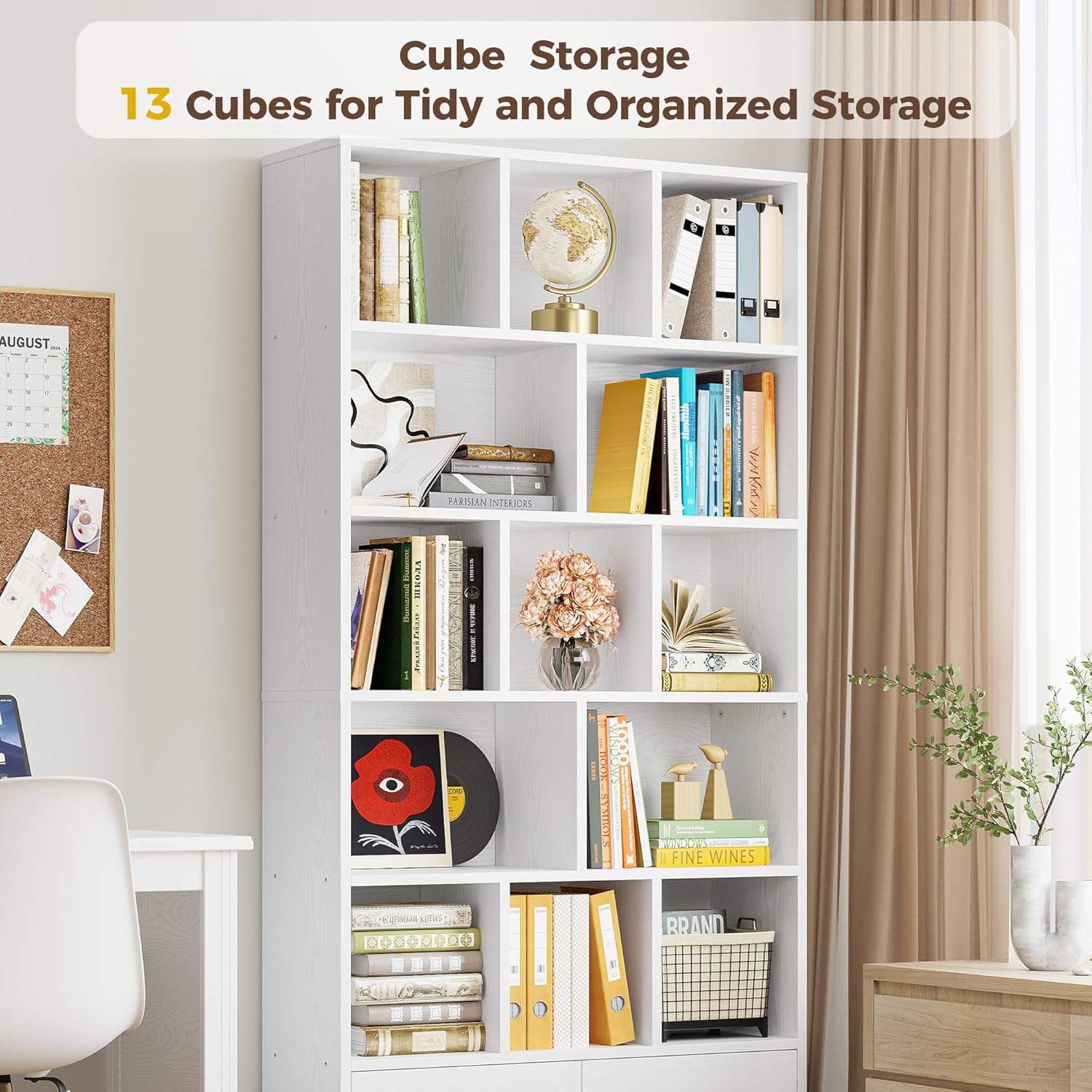 IRONCK Bookcase with Doors and Open Shelves for Home Office and Living Room | Hidden Storage, Heavy-Duty Shelves, Dust Protection, Minimalist Style