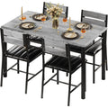 IRONCK Dining Table Set for 4, with Upholstered Chairs, Grey
