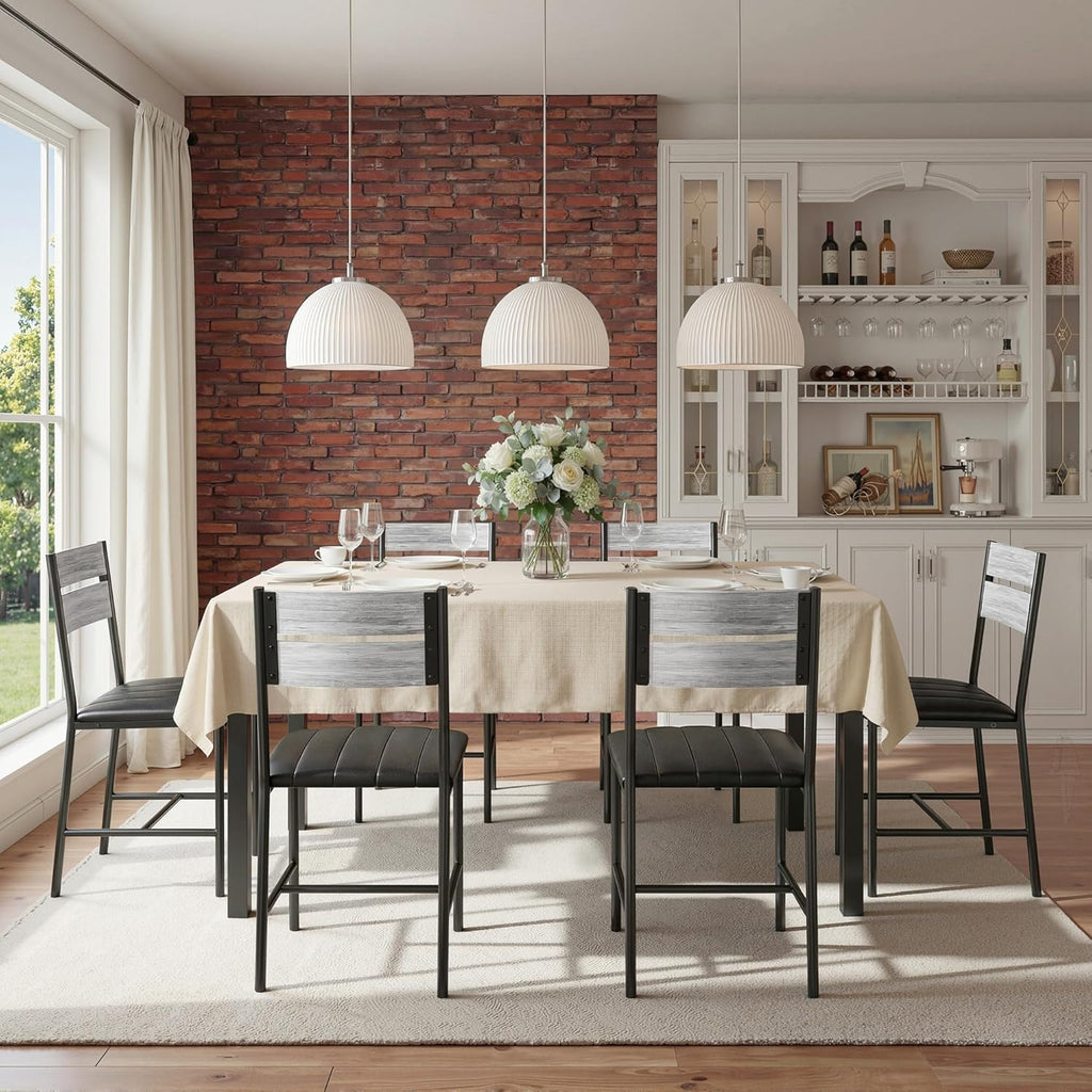 IRONCK Dining Chairs Set of 6, Upholstered Kitchen Chairs with Ergonomic Backrest, Gray