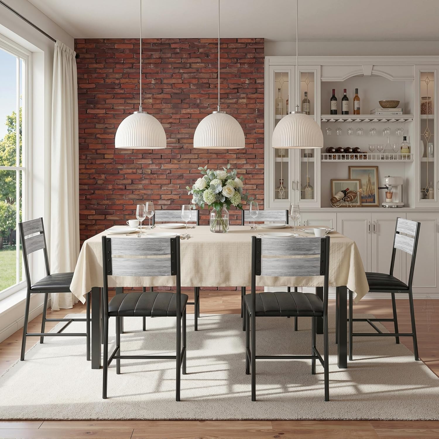 IRONCK Dining Chairs Set of 6, Upholstered Kitchen Chairs with Ergonomic Backrest, Gray