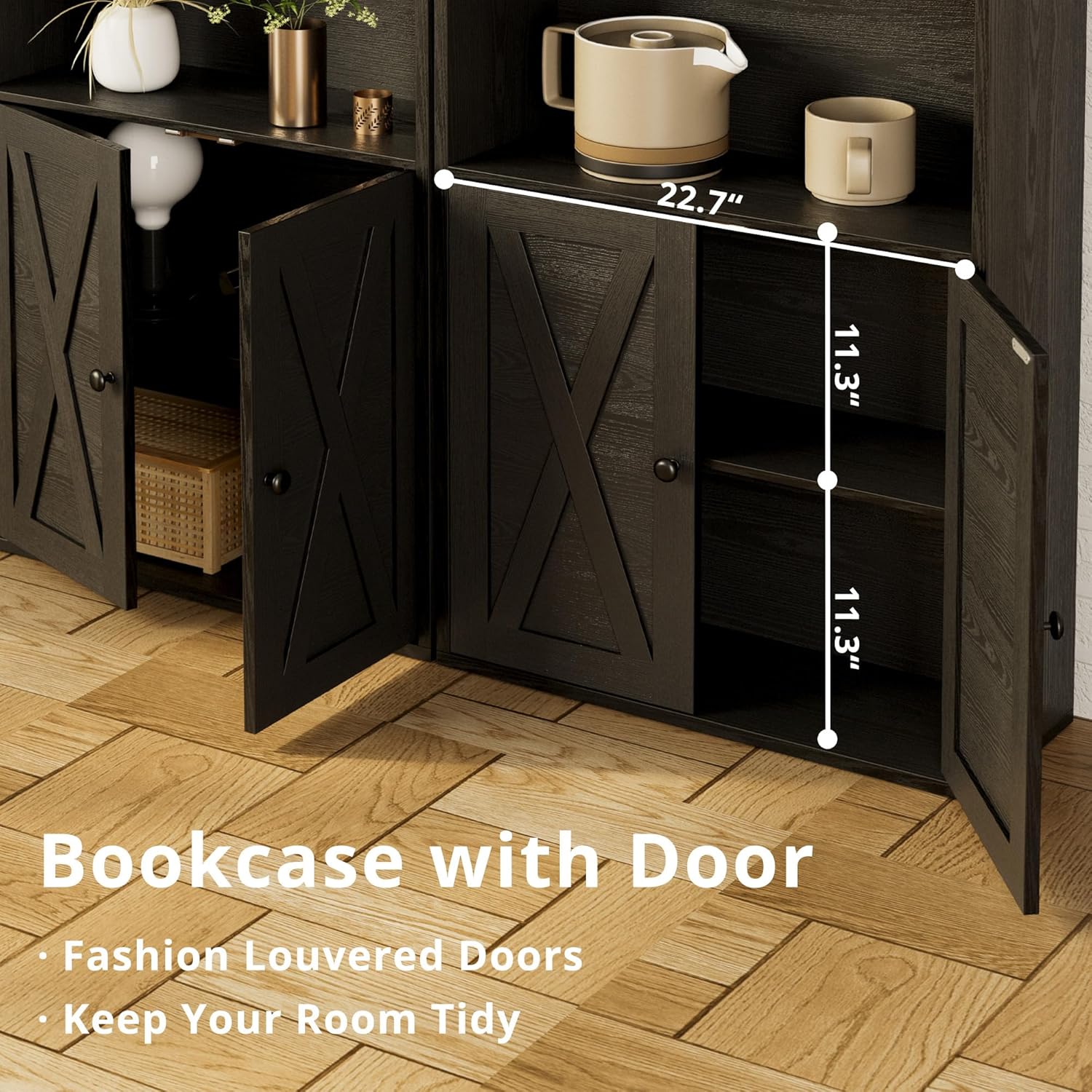 IRONCK 5 Shelf Industrial Bookshelves and Bookcases with Doors
