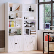 7 Furniture Industrial Bookshelves and Bookcases with Doors Floor Standing 6 Shelf Display Storage Shelves 70 in Tall Bookcase for Home Office, Living Room