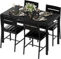 IRONCK Dining Table Set for 4, Wood Kitchen Table with Upholstered Chairs for Kitchen Room and Small Spaces, Rustic Brown