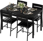 IRONCK Wood Dining Table Set, Wood Kitchen Table with Upholstered Chairs