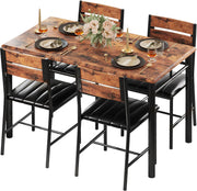 IRONCK Dining Table Set for 4, Wood Kitchen Table with Upholstered Chairs for Kitchen Room and Small Spaces, Grey