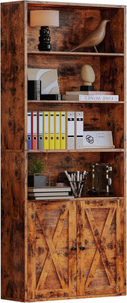 IRONCK 70 in Tall Industrial Bookshelves and Bookcases with Doors, black