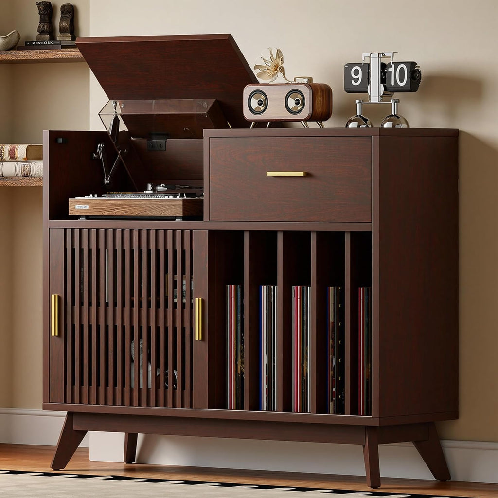 IRONCK large record player with drawer, can hold more than 500 vinyl records