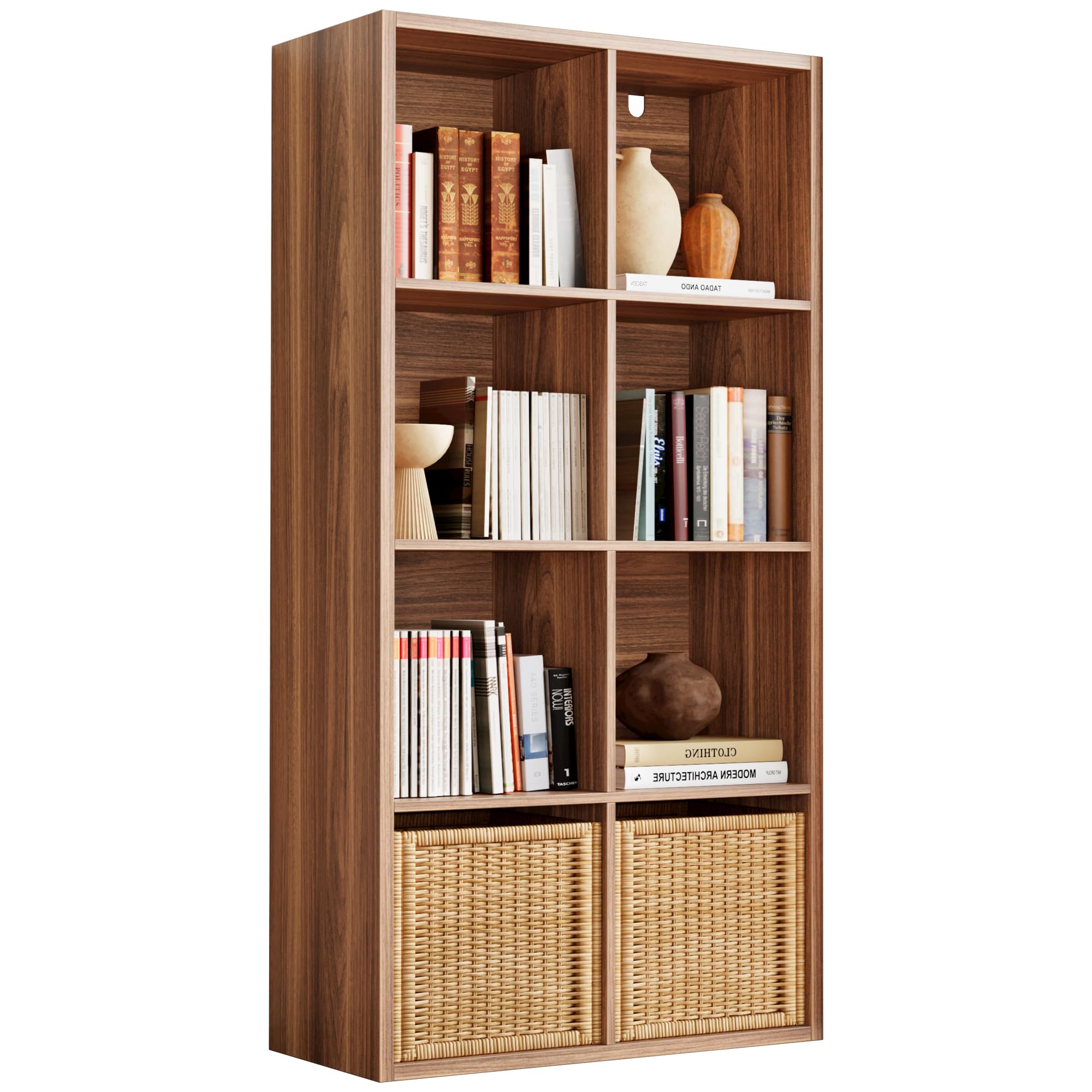 IROCNK 8-Cube Bookshelf, Horizontally & Vertically Reversible, Oak Brown