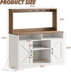 IRONCK 58" Farmhouse Coffee Bar Cabinet with Storage & Power Outlets, White