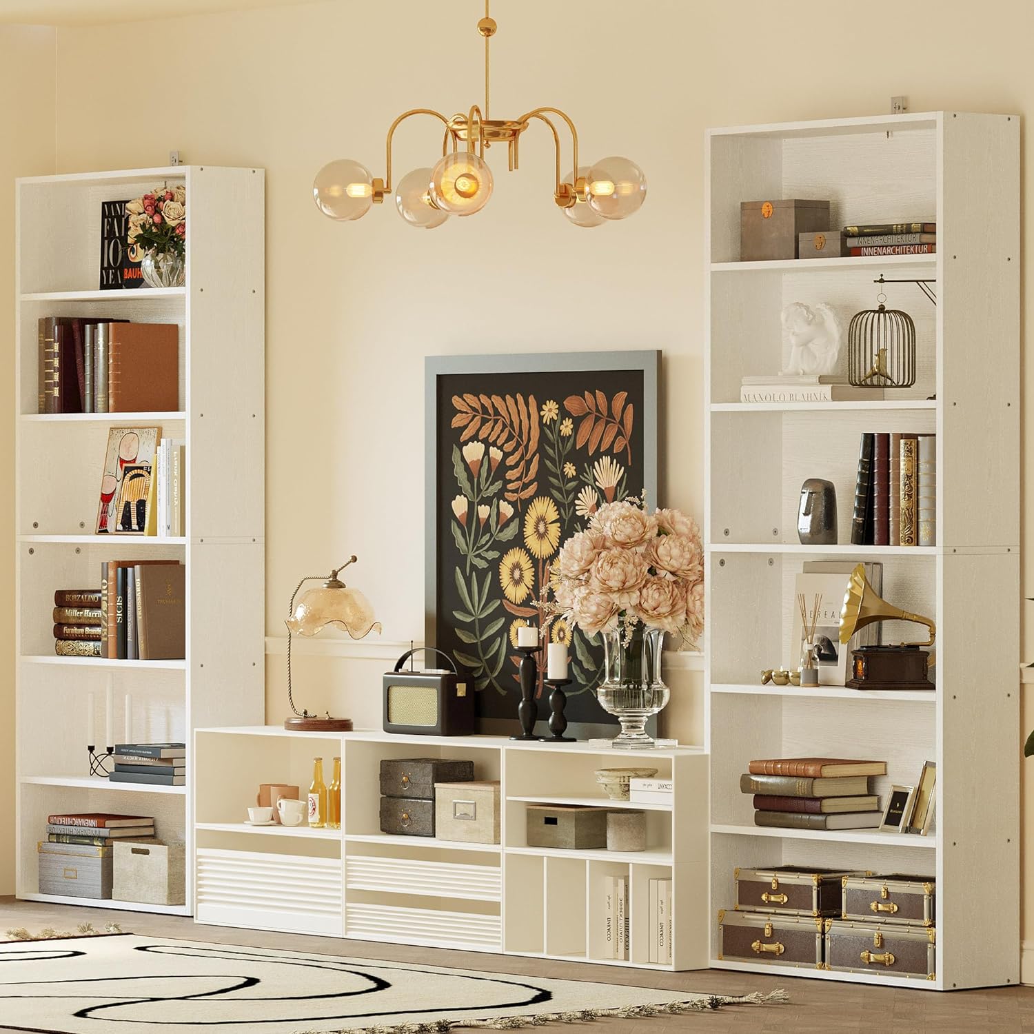 Industrial White Bookshelves Set of 2